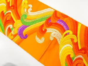 アンティーク　荒波に組紐模様織り出し袋帯（着用可）